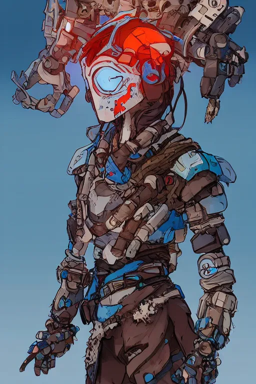 Image similar to combination suit armor aloy horizon forbidden west horizon zero dawn robot ninja mask helmet backpack tribal, art gta 5 comics, official fanart behance hd artstation by jesper ejsing, by rhads, makoto shinkai and lois van baarle, ilya kuvshinov, ossdraws radiating a glowing aura cgi rtx 2 0 2 2