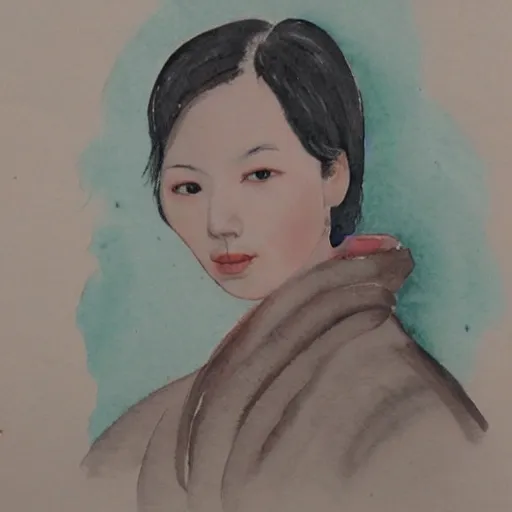 Prompt: female portrait, chinese watercolor