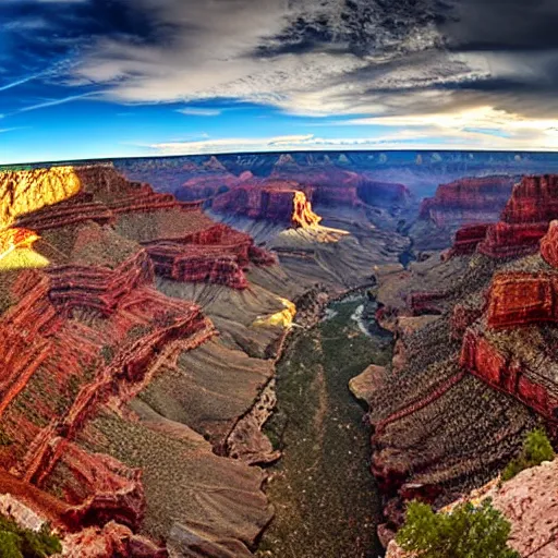 Prompt: ultra wide angle view of the grand canyon at duck