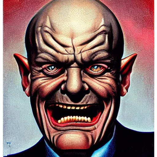 Image similar to portrait of vladimir lenin as evil gremlin by vincent di fate, artgrem, glenn fabry, jason edmiston, vivid colors, retro, comic book