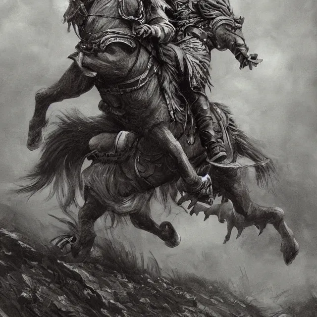 Image similar to young tsarevitch ivan riding on big grey wolf, slavic folk fairytale, story, fable, dramatic, fantasy art, an ultrafine detailed painting, academic art, ornate, inticate, elegant, sharp focus, artstation, by pavel korin, viktor vasnetsov