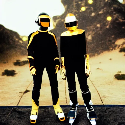 Image similar to daft punk rollerblading on the moon