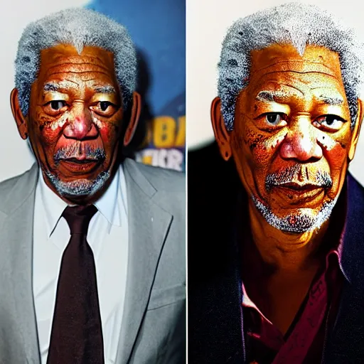 Image similar to morgan freeman as anime character with sharingan super powers