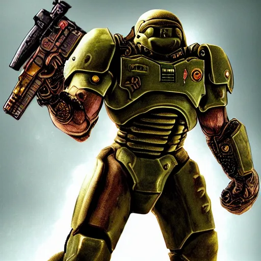 Image similar to doomguy rom doom 3, photography