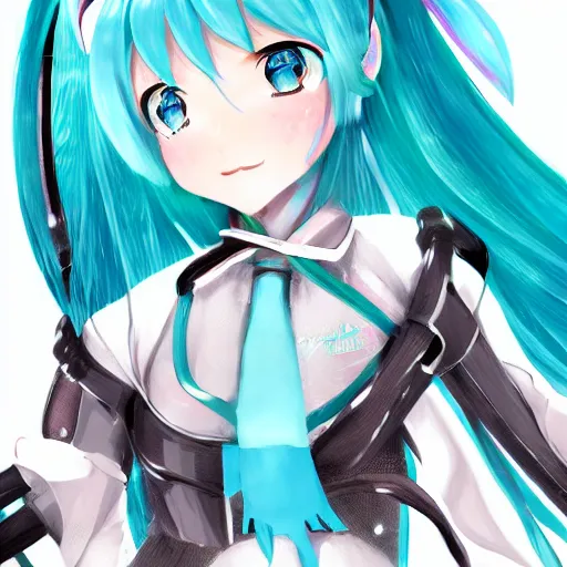 Prompt: hatsune miku, extreme close-up, trending on artstation