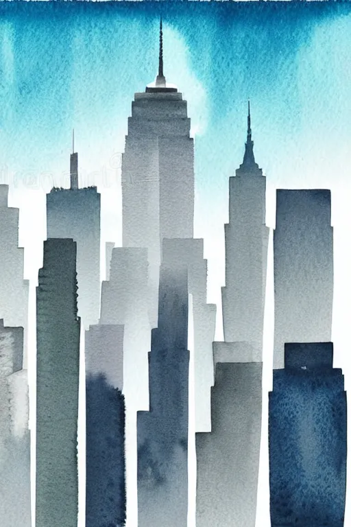 Image similar to minimalist watercolor art of new york skyline, illustration, vector art