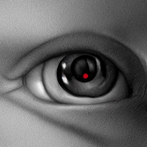 Image similar to a close up image of an eye of the watcher, eerie, black color scheme, horror, highly detailed, artstation, cgsociety