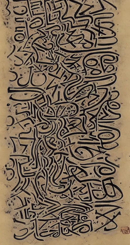 Image similar to a page of beautiful asemic writing