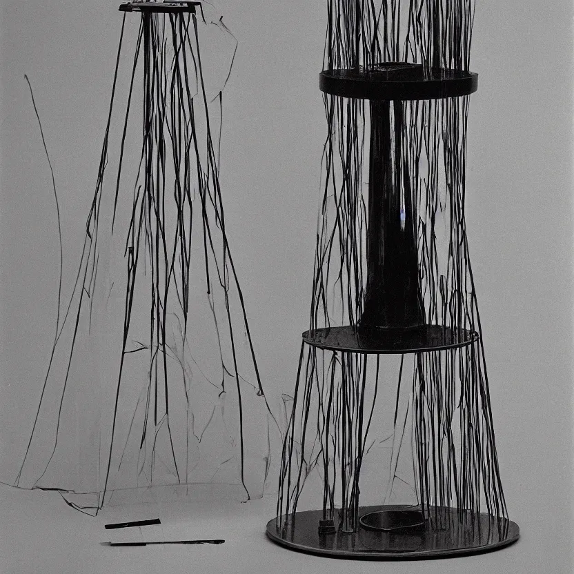 Prompt: a singular impossible quantum readymade machine by Marcel Duchamp on a pedestal, packshot, by Irving Penn, Man Ray, Hito Steyerl, Anish Kapoor, color bleed, light leak, 4k