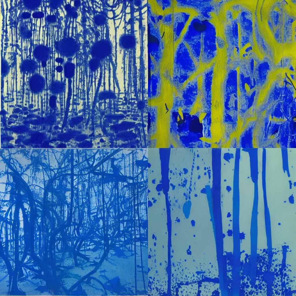 Prompt: yves klein blue jungle,