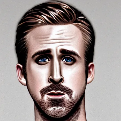 Image similar to detailed realistic face portrait, Ryan Gosling,