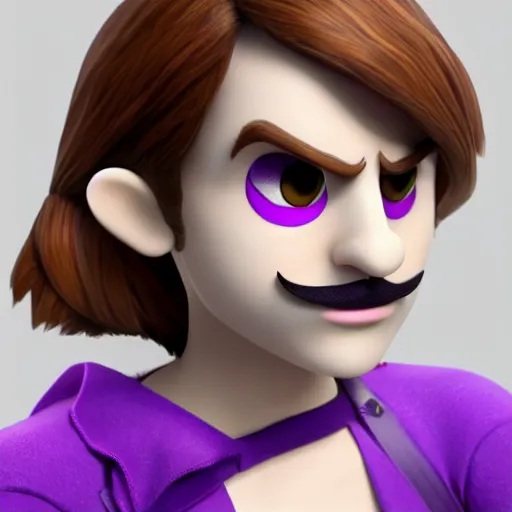 Image similar to emma watson dressed like waluigi in the style of sigeru miyamoto, dramatic lighting and composition, octane render, trending on artstation, concept art 8 k