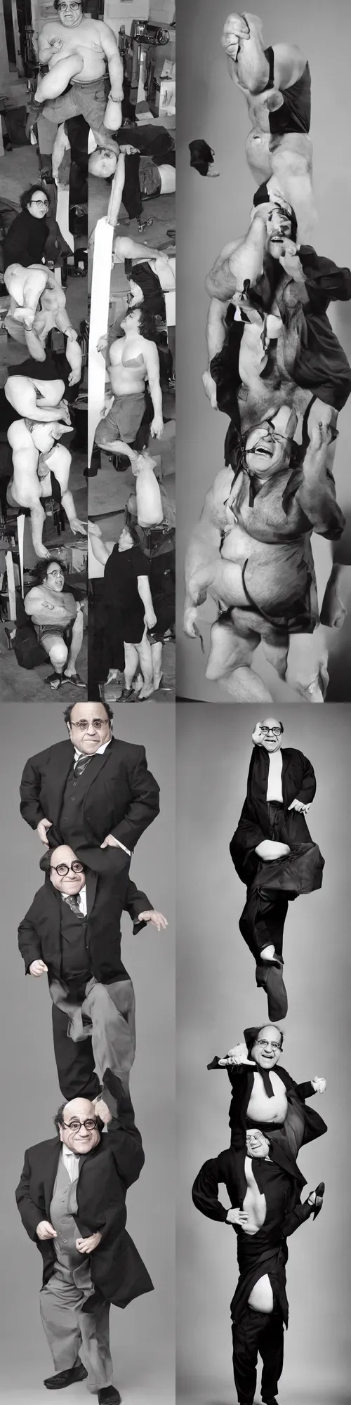 Prompt: full body press photo of danny devito very very very very beautiful