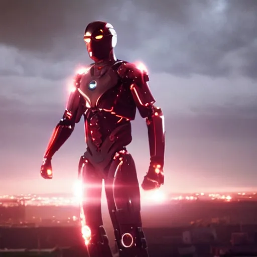 Prompt: movie still of super heroe cyborg, cinematic composition, cinematic light, by edgar wright