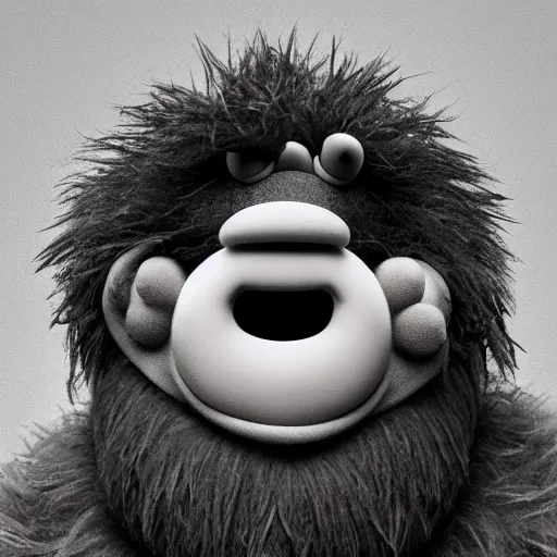 Image similar to a still of a forgotten muppet character looking very manly and modern, hilarious, laughing, hairy chest, huge chin, manly monster tough guy, roughled fur, photo real, photographic, photograph, artstation, trending, featured