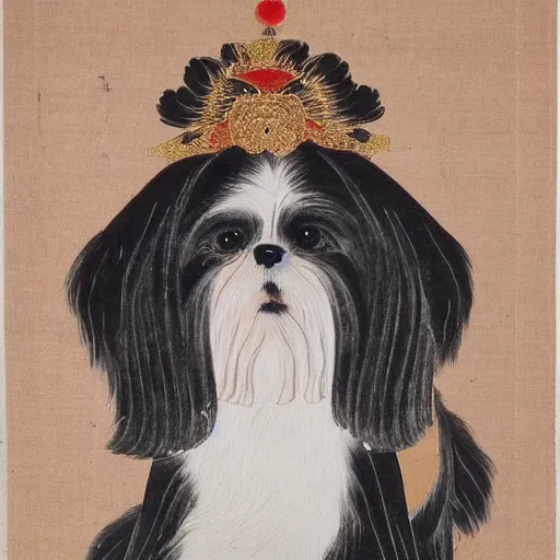 Image similar to portrait of a shih tzu dog as chinese empress, chinese painting 1 2 0 0