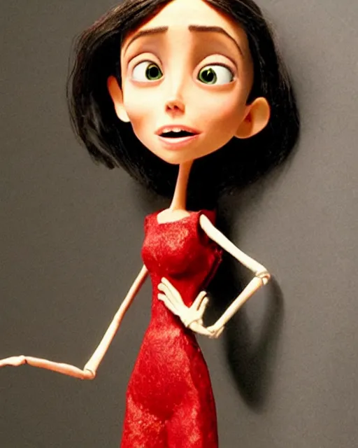 Image similar to angelina jolie as a highly detailed stop motion puppet, in the style of laika studios ’ s paranorman, coraline, kubo and the two strings shot in the style
