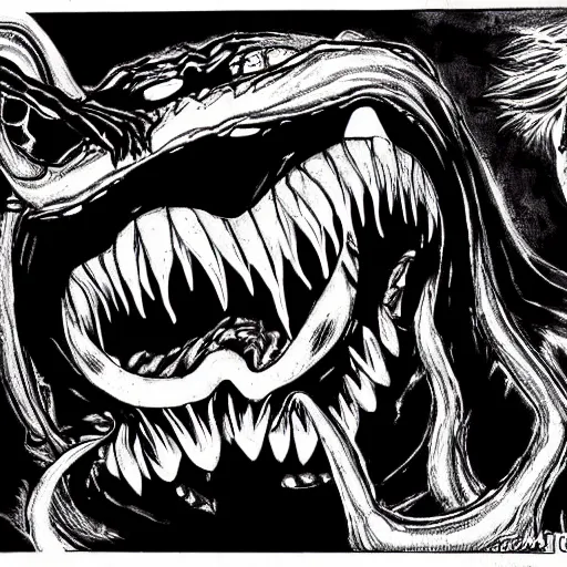 Image similar to venom drawn by junji ito