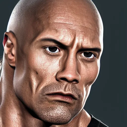 Prompt: the rock with mullet, photorealistic