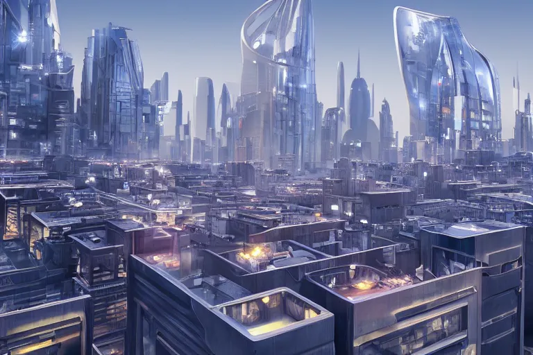 Image similar to rooftop view of a futuristic city highly detailed, photorealistic portrait, bright studio setting, studio lighting, crisp quality and light reflections, unreal engine 5 quality render