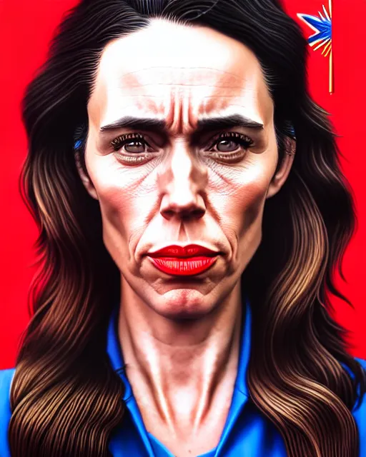 Prompt: jacinda ardern in the style of cuban communist propaganda poster art in the year 1 9 8 7 ultra realistic, concept art, intricate details, highly detailed, photorealistic, octane render, 8 k, unreal engine. art by artgerm and magali villeneuve