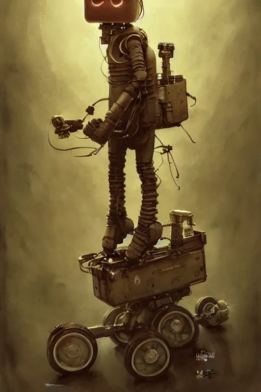 Image similar to kid robots costume | esoteric symbolism | jean - baptiste monge, esao andrews, bastien lecouffe - deharme, tim jacobus, ken currie | ultra - detailed realism, soft cinematic lighting, hi - fructose, artstation, high - quality, ink watercolors wes anderson poster art