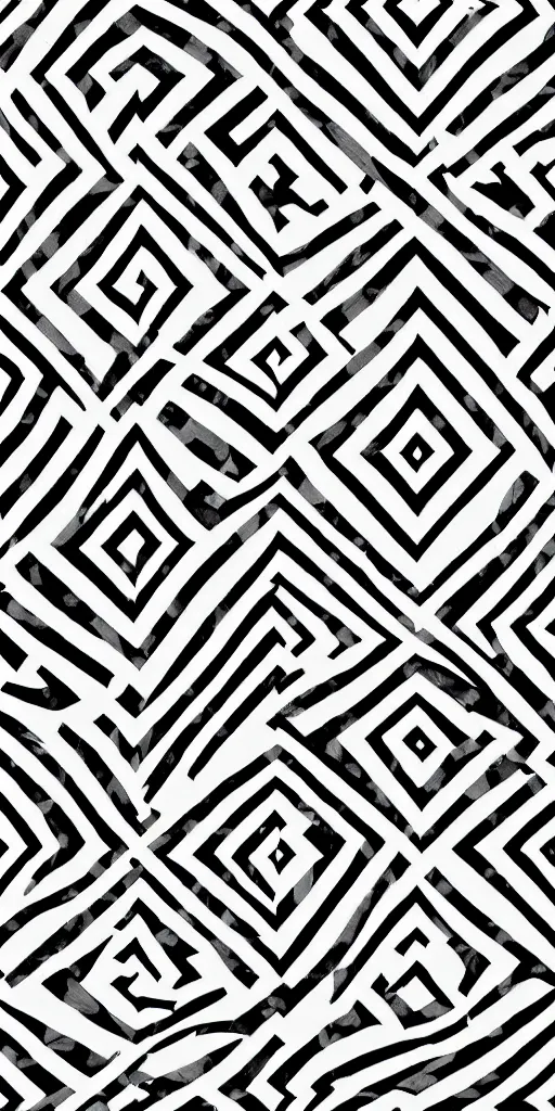 Prompt: highly detailed beautiful black and white geometric pattern by escher, repetition, hexagon, triangle, sacred geometry, sharp angles, symmetry