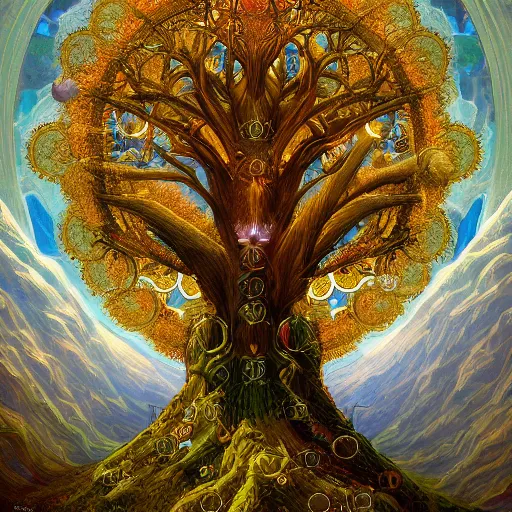 Image similar to a portrait of the holy tree of life, spring, flowers, holy geometry, by Mohrbacher and Moebius, cinematic lighting, masterpiece, golden ratio background, highly detailed, 8k resolution, trending on art station