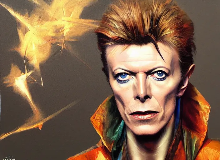 Prompt: David Bowie, concept art oil painting by Jama Jurabaev, extremely detailed, brush hard, artstation