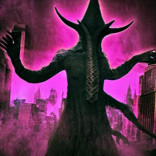 Image similar to a nyarlathotep manifested in newyork, beautiful photo, iphone 1 3, hyperealistic detailed photography, motion blur, grainy image