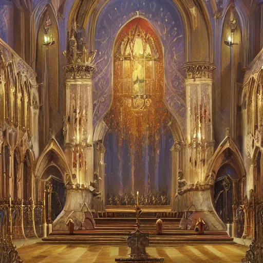 Prompt: Ornate coronation at the cathedral of Saint George, matte painting, artstation