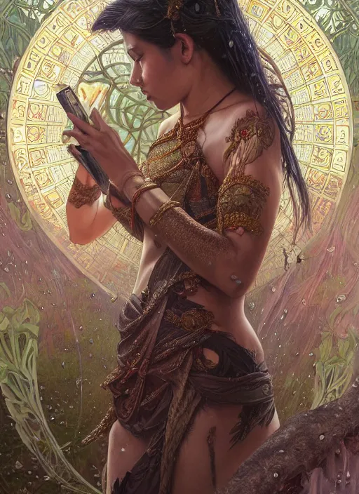 Image similar to kuntilanak on bayan tree, d & d, wet, shiny, fantasy, intricate, elegant, higly detailed, dramatically art, ultra definition, digital painting, artstation, concept art, smooth, sharp focus, illustration, art by artgerm and greg rutkowski and alphonse mucha and garis edelweiss and alex flores and quentin de warren