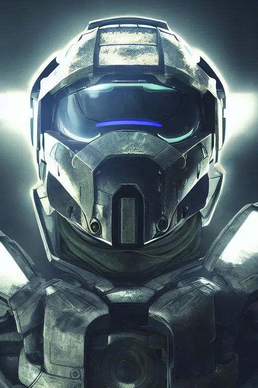 Image similar to robot ninja mask helmet halo master chief radiating a glowing aura global illumination ray tracing hdr fanart arstation by ian pesty and katarzyna da „ bek - chmiel