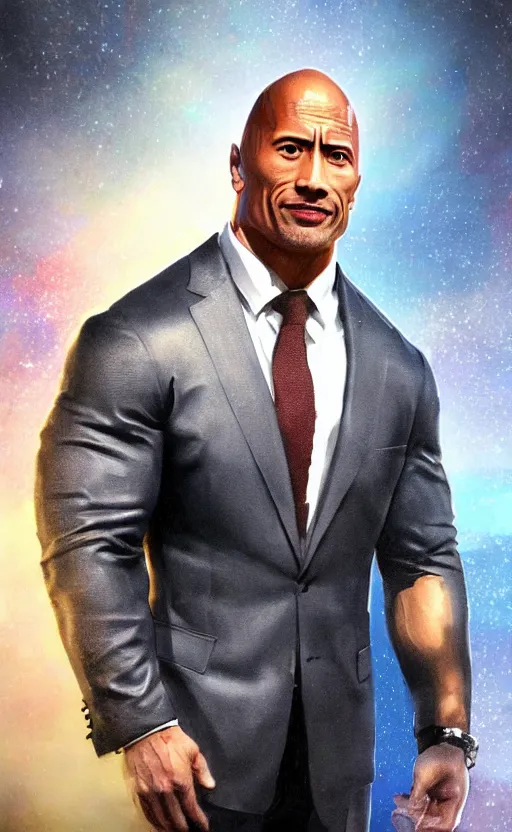 Image similar to dwayne johnson wearing a suit as the president of the united states, dynamic lighting, photorealistic fantasy concept art, trending on art station, stunning visuals, creative, cinematic, ultra detailed