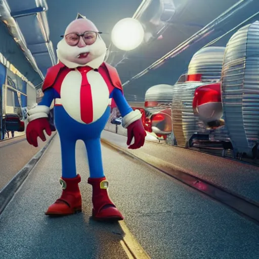 Image similar to elon musk as doctor eggman in sonic live action movie , 8k resolution, full HD, cinematic lighting, award winning, anatomically correct