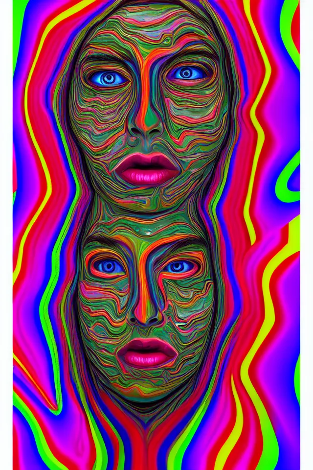 Prompt: hollow face portrait, stunning psychedelic background