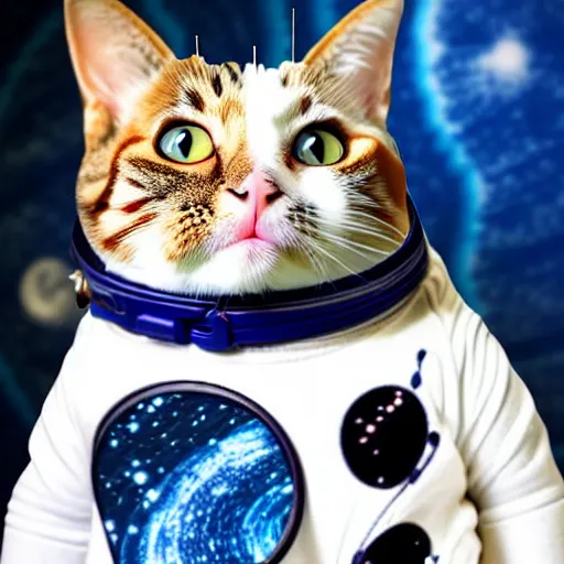 Prompt: a cat is wearing space suit