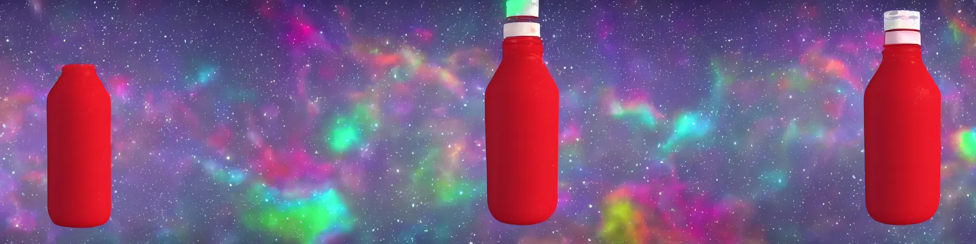 Prompt: The astral plane in a squeeze ketchup bottle. 4k, rendered, art station, HD, HQ