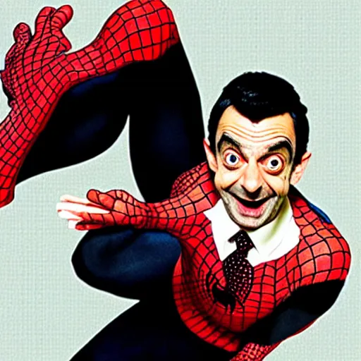 Image similar to mr bean as spiderman