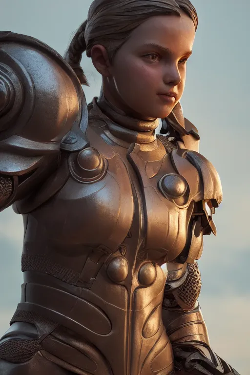 Image similar to a highly detailed sculpt of athletic girl in armor, cinematic light, featured on artstation, octane render, path tracing, sharp focus, 4 k