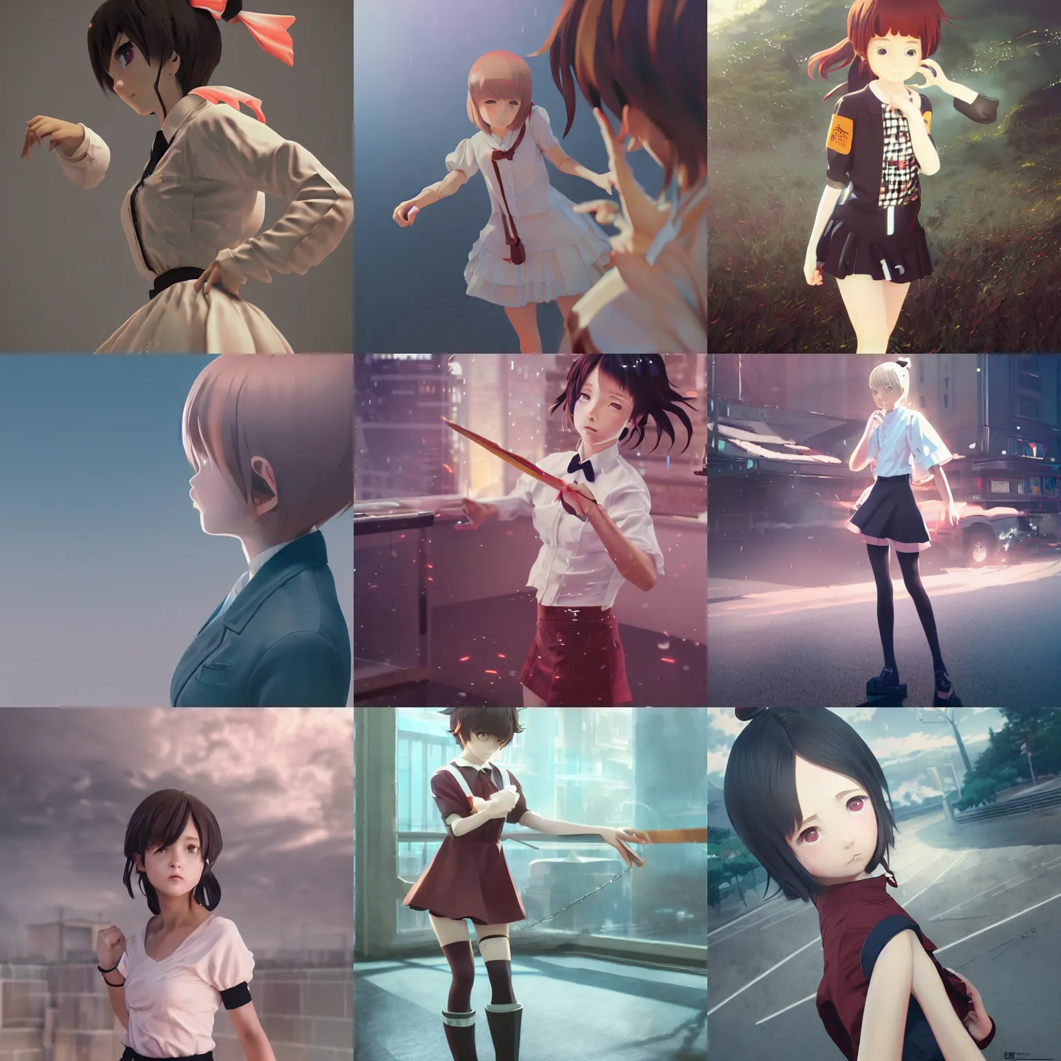 Prompt: worksafe. insanely detailed. by wlop, ilya kuvshinov, krenz cushart, greg rutkowski, pixiv. zbrush sculpt, octane, maya, houdini, vfx. closeup gorgeous attractive young cg anime teen kid schoolgirl dancing, in luxury advertisement. cinematic dramatic atmosphere, sharp focus, volumetric lighting