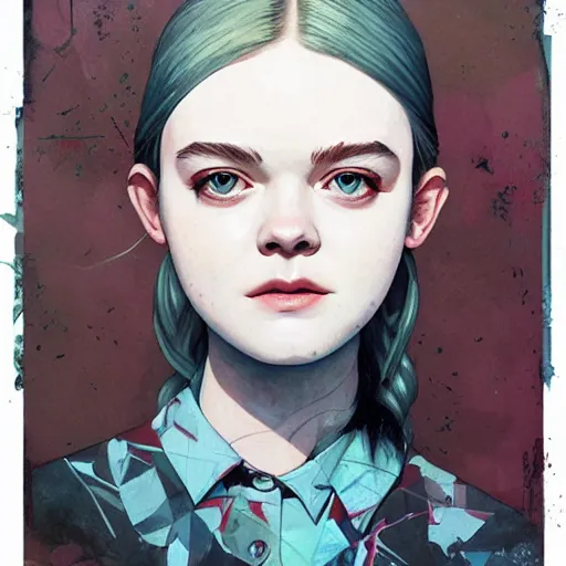 Image similar to Elle Fanning in Dead Space picture by Sachin Teng, asymmetrical, dark vibes, Realistic Painting , Organic painting, Matte Painting, geometric shapes, hard edges, graffiti, street art:2 by Sachin Teng:4