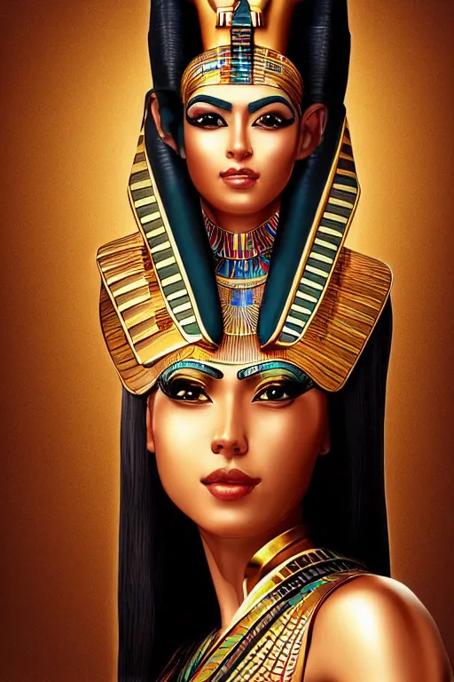 Image similar to a highly detailed beautiful portrait of a egyptian god with facial expression / emotion : enthusiastic in the style of artgerm.