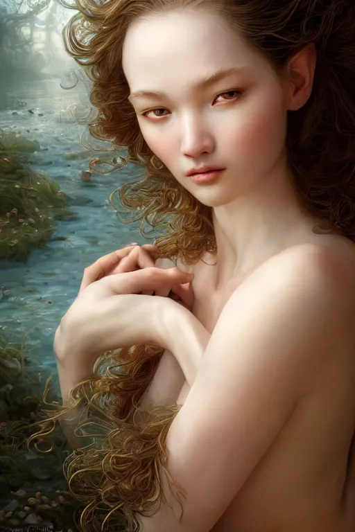 Image similar to a masterpiece ultrarealistic ultradetailed portrait of a very beautiful nympheeeeeeeeeeeeeeeee, baroque renaissance. medium shot, intricate, elegant, by stanley artgerm lau, wlop, rossdraws, james jean, andrei riabovitchev, marc simonetti, light by julie bell, porcelain skin. global illumination. vfx