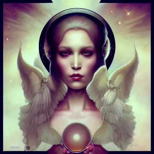 Image similar to a beautiful portrait of a celestial goddess by Jim Burns and Tom Bagshaw