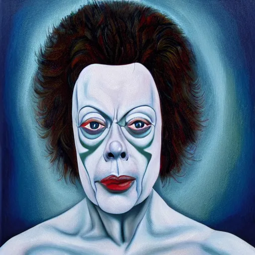 Prompt: painting of Tim Curry in the style of Damien hurst, 8k high definition high quality