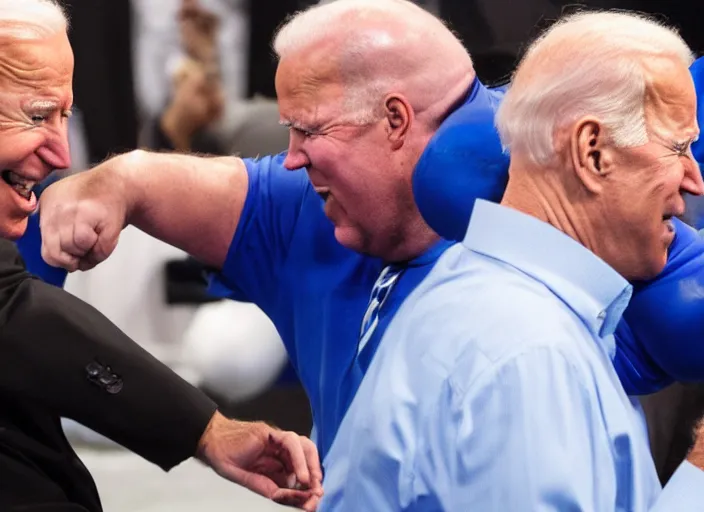 Image similar to Joe Biden punches a fat man, 8K, high quality, highly detailed