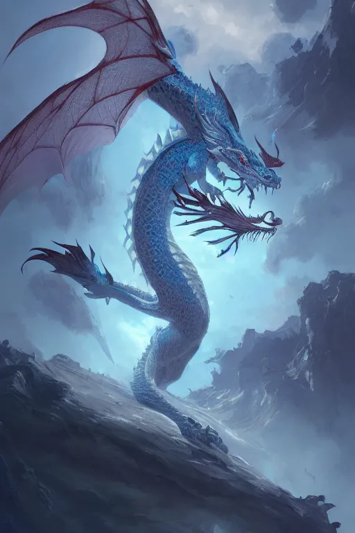 Image similar to cyan dragon fantasy, intricate, elegant, highly detailed, digital painting, artstation, concept art, matte, sharp focus, illustration by greg rutkowski, john howe, zhang yu