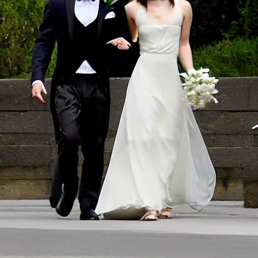 Prompt: Emma watson looked too good in her wedding dress