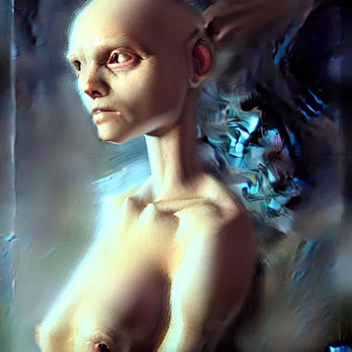 Image similar to humanoid animal, concept art oil painting, portrait ethereal by jama jurabaev, greg rutkowski extremely detailed, brush hard, artstation, soft light, whimsical